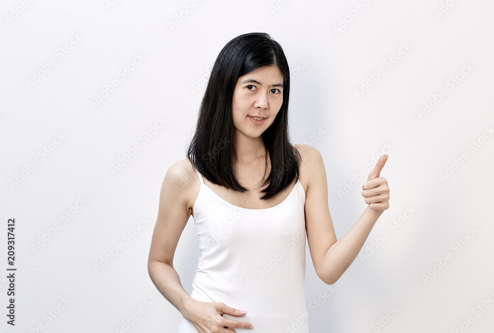 beautiful asian woman presenting copyspace beautiful asian woman presenting copyspace