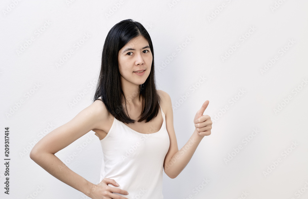 beautiful asian woman presenting copyspace beautiful asian woman presenting copyspace
