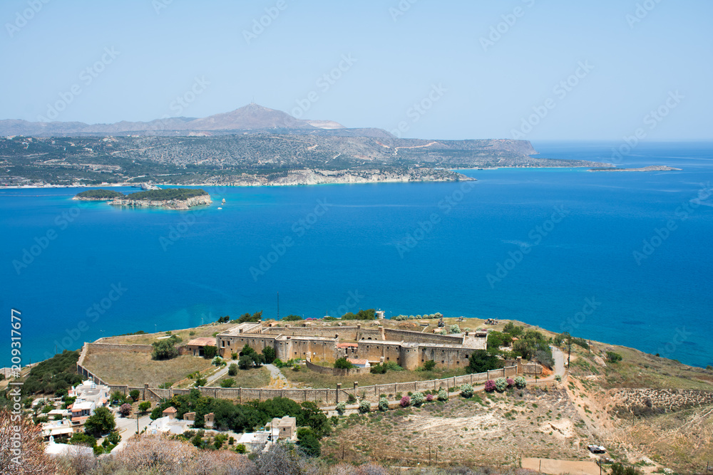 View of Intzedin Fort and Venetian castle protecting the entrance to the Gulf of Suda in Crete