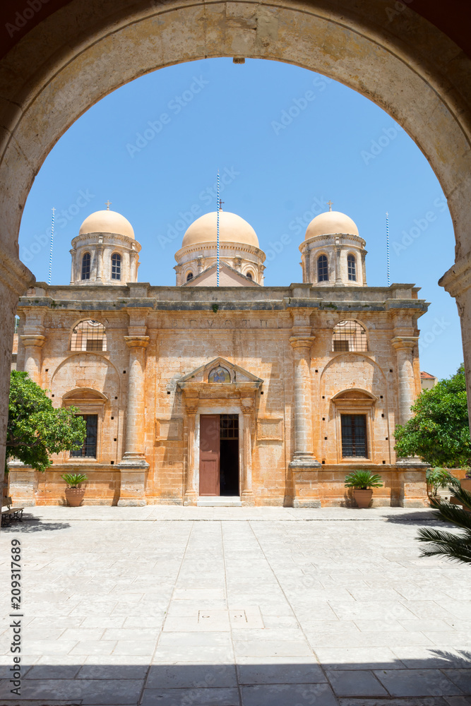 The main building of the Holy Trinity monastery in Crete