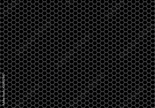 Abstract black hexagon mesh background vector illustration.