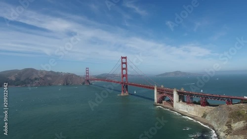 Wallpaper Mural Aerial video from drone of the Golden Gate bridge panning forward with cars going across. Torontodigital.ca
