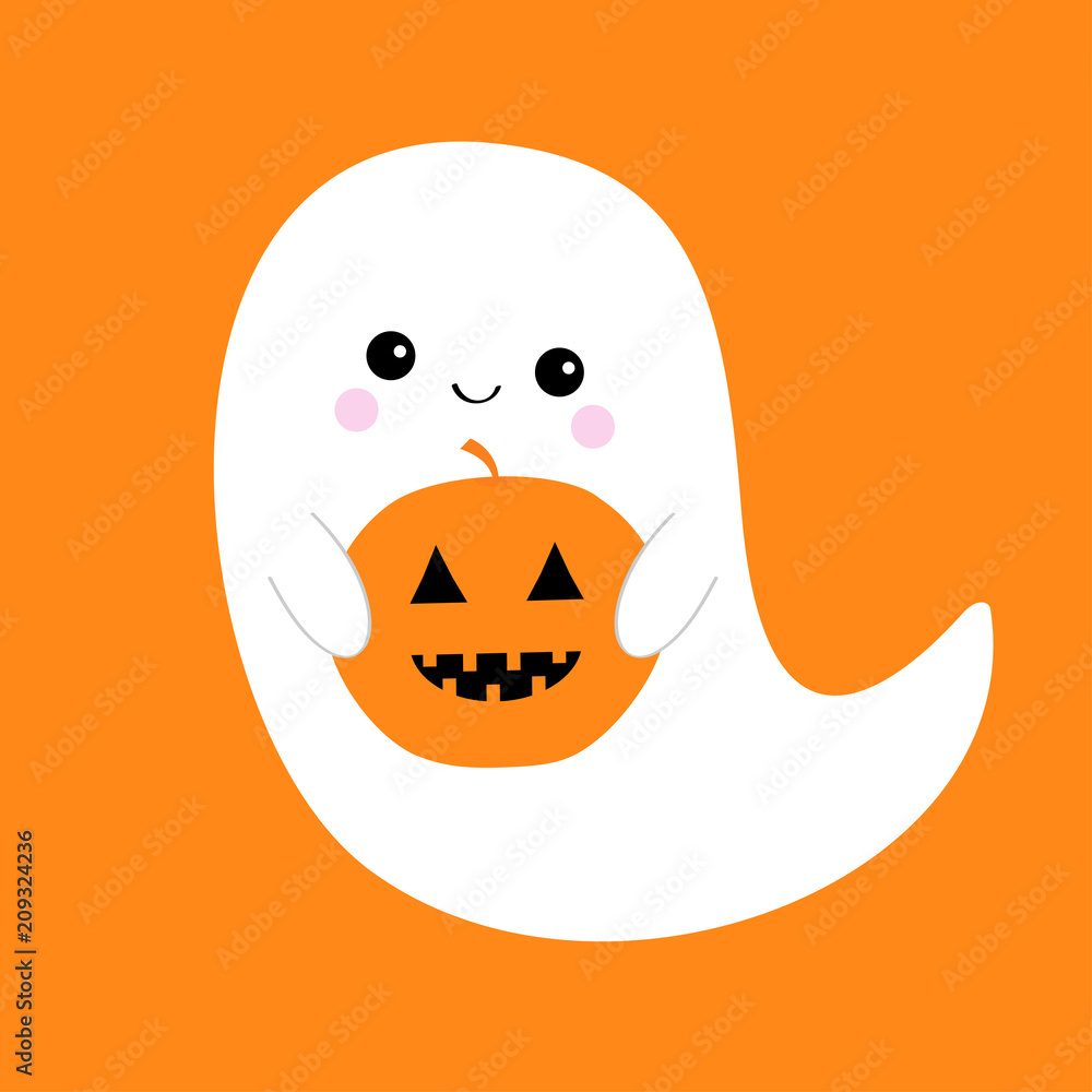 Flying Ghost Spirit Holding Pumpkin Boo Happy Halloween Scary White 1000 F 209324236 EHyqWpemMOFKa1AF4kIvOthVJbOCpvGK