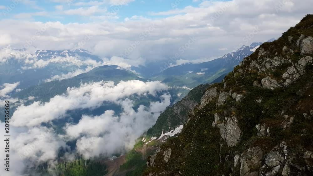 movement along of Caucasian mountains from Rosa Khutor resort in Russia movement along of Caucasian mountains from Rosa Khutor resort in Russia