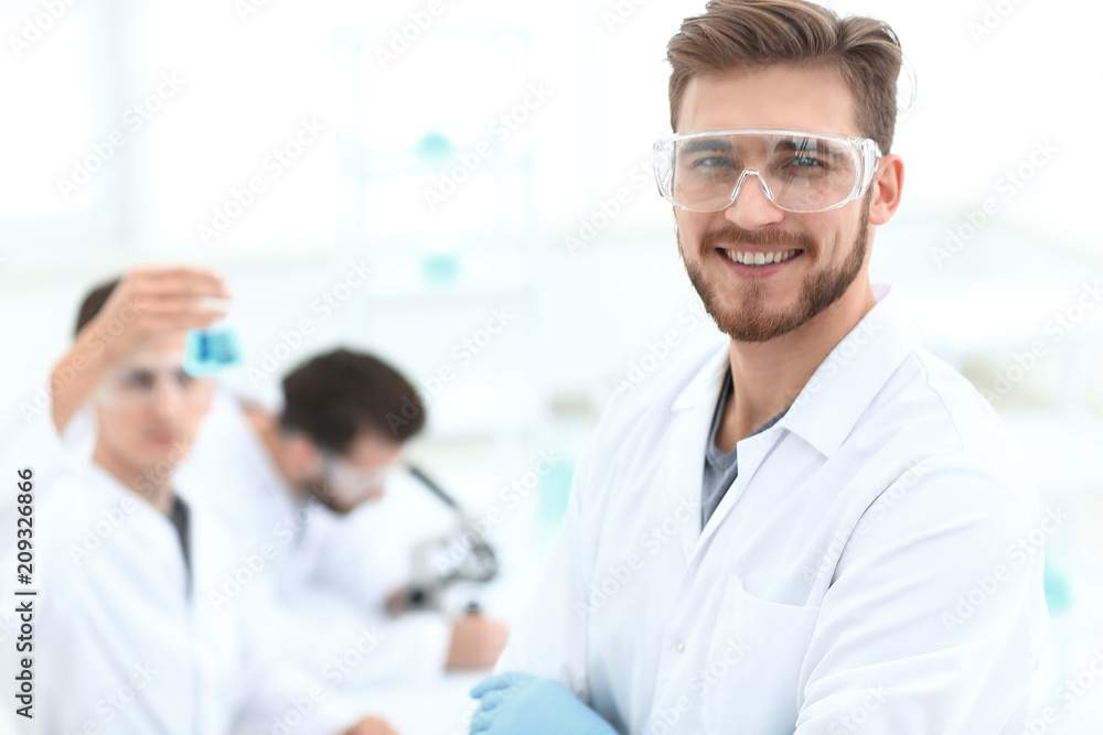 closeup.successful scientist on a light background closeup.successful scientist on a light background