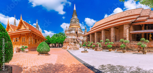 A pagoda of Wat Yai Chaimongkol Temple is the famous Temple in Ayutthaya, Thailand..