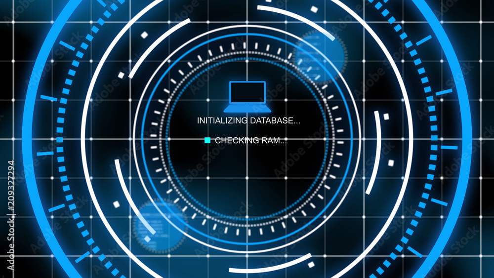 Obraz premium Innovative blue head-up computer with grids