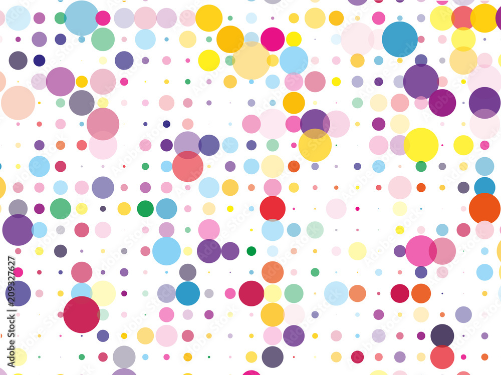 Confetti pattern. Colorful dotted background with circles, dots, point different size, scale