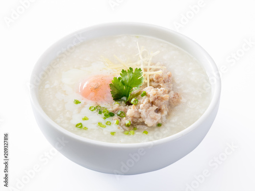 Traditional chinese porridge rice gruel in bowl