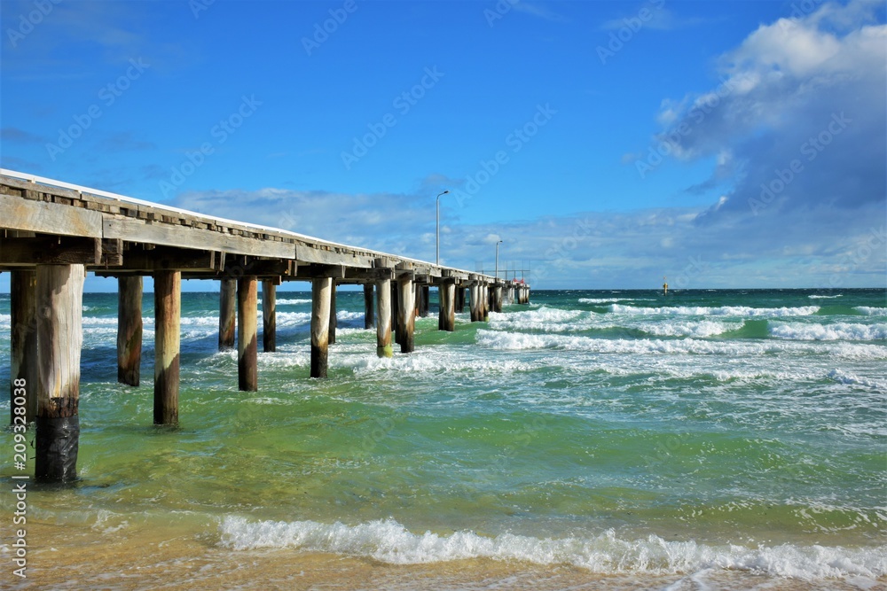 Port Phillip Bay beach.  Seaford pier..Australia