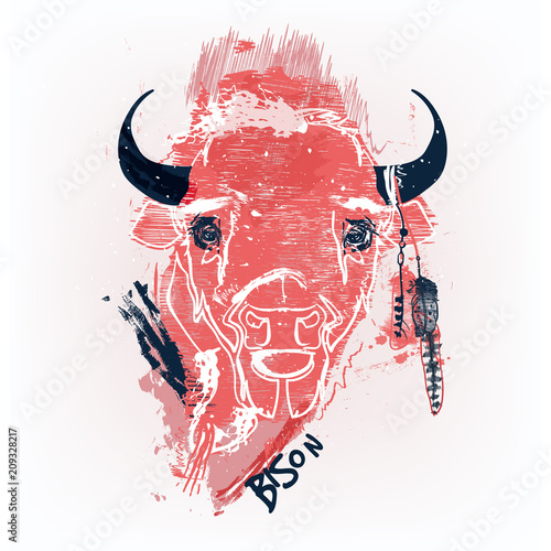 red bison head