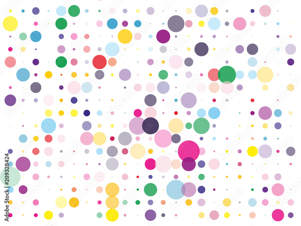 Confetti pattern. Colorful dotted background with circles, dots, point different size, scale