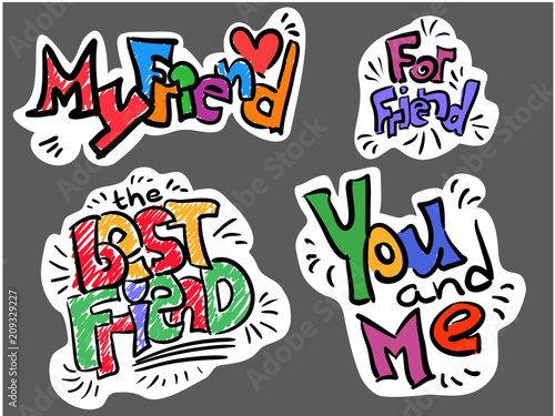 Lettering hand drawing stickers Friend