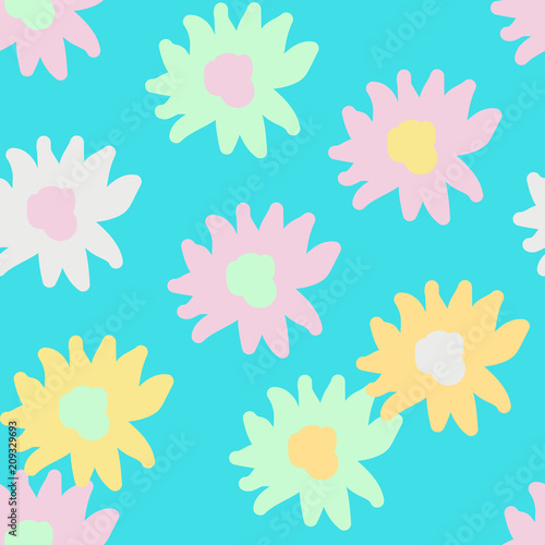 Seamless pattern for children with cute hand-drawn flowers  vector