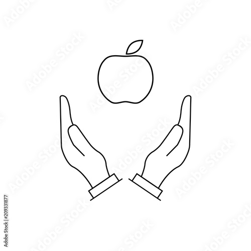 a apple in the hands. concept of healthy eating isolated vector illustration on white background