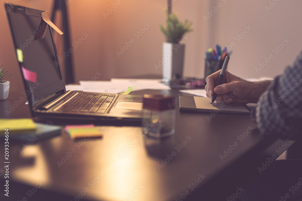 Fototapeta premium Desinger working in a home office