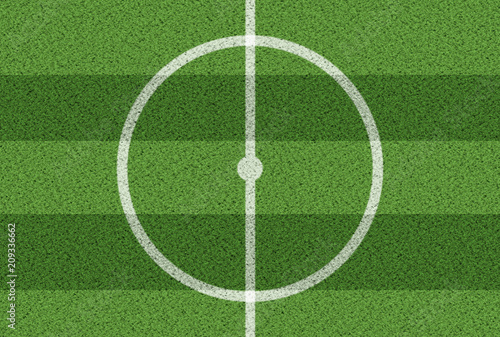 top view of center circle on grass soccer field