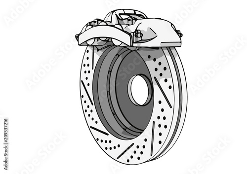 sketch of brake caliper vector