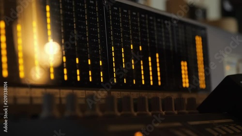 Audio levels, digital VU meters, mixing board