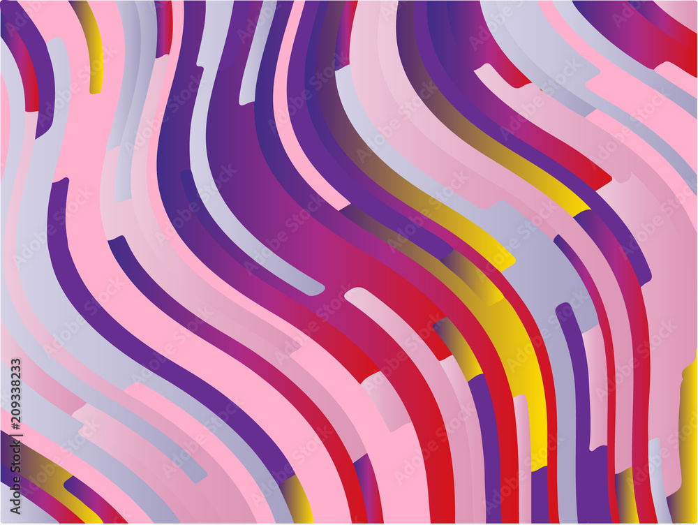 Light gradient background. Minimal design. Abstract pattern with wave lines. Pink-violet colorful striped background