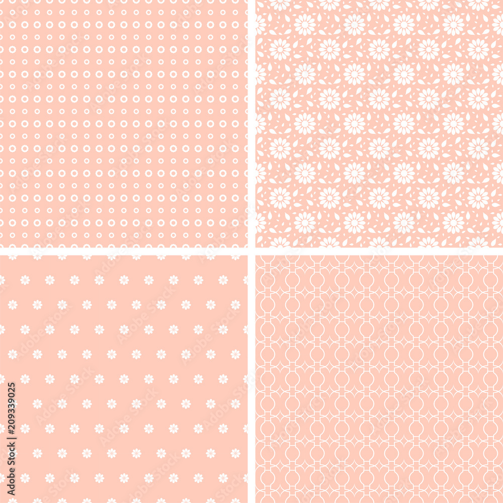 Pink different vector seamless patterns