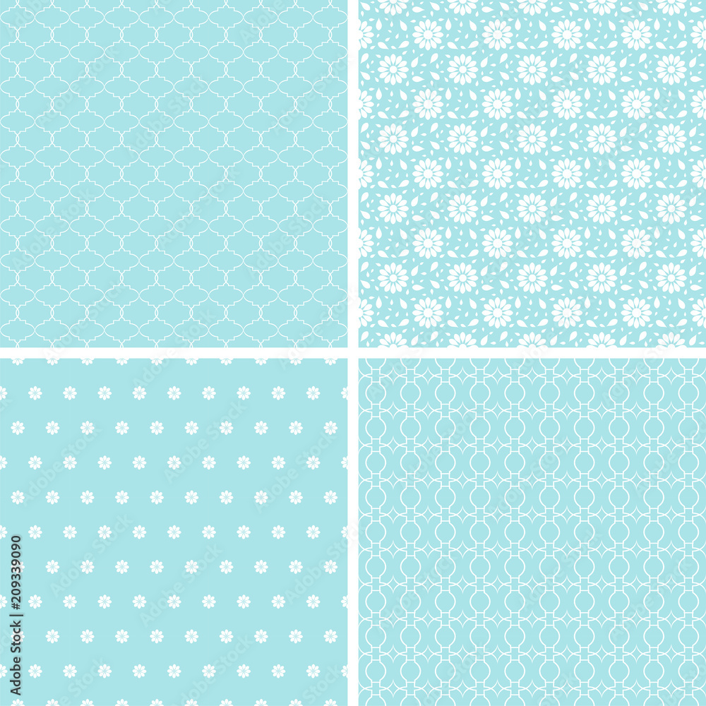 Soft different vector seamless patterns.