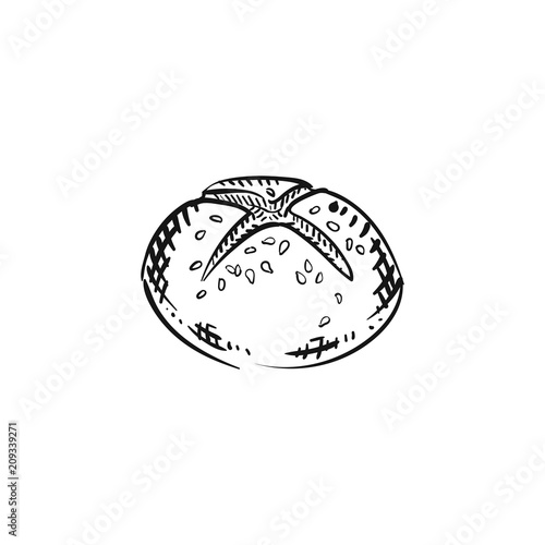 cross cut bun bread sketch