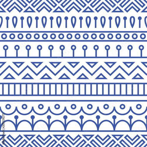 Seamless pattern inspired by scandinavian, finnish folk art. Nordic blue and white background. Repeated decoration, texture for fabric design.