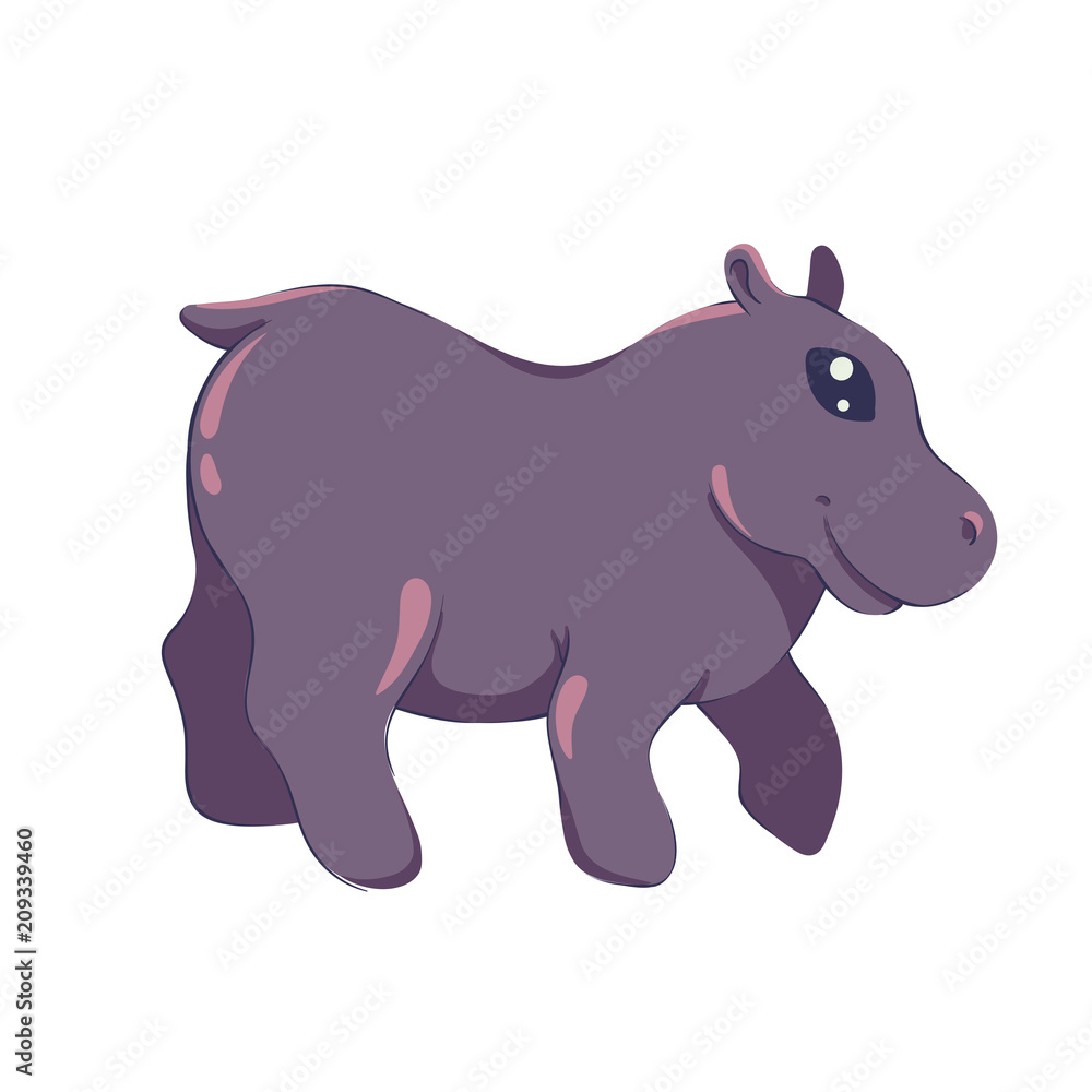 Obraz premium Vector kawaii hippopotamus