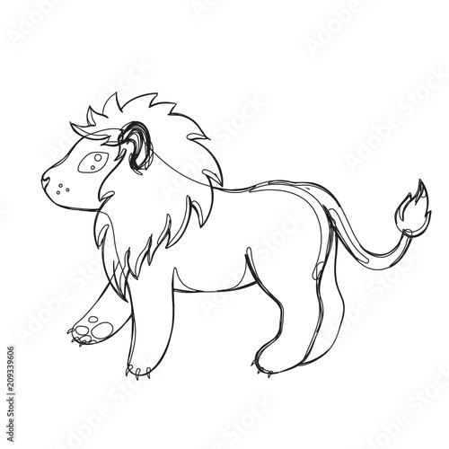 Fototapeta Naklejka Na Ścianę i Meble -  lion in continious line graphic style