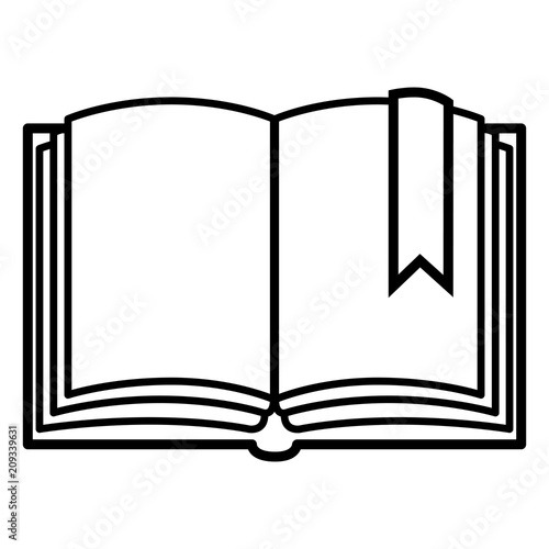 Vector Single Black Outline Icon - Open Blank Book with Bookmark