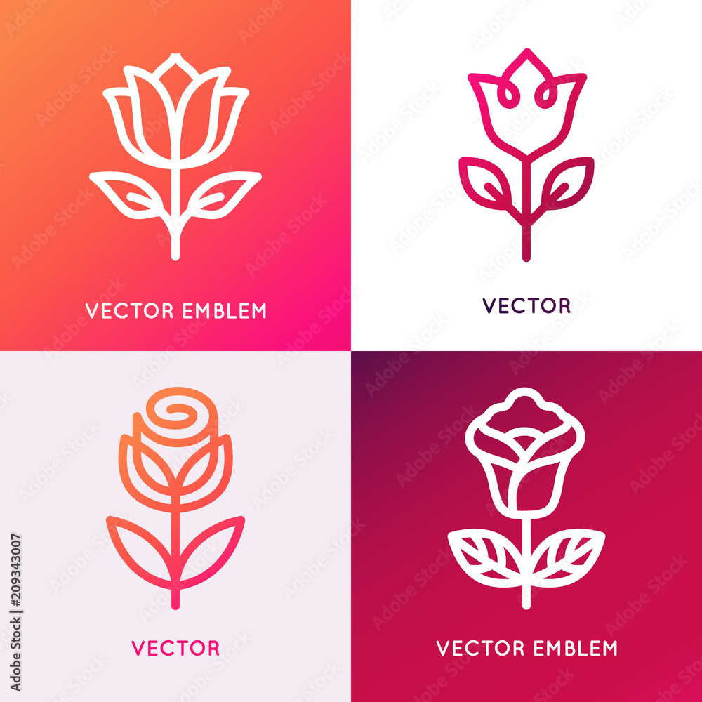 Vector logo design template and monogram concepts in trendy linear styl