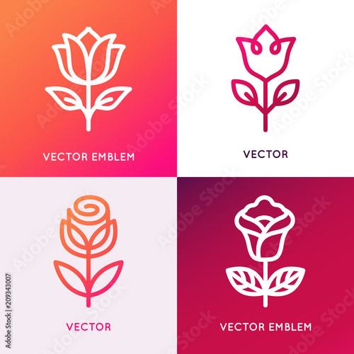 Vector logo design template and monogram concepts in trendy linear styl