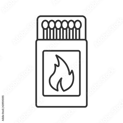 Open matchbox with matchsticks linear icon