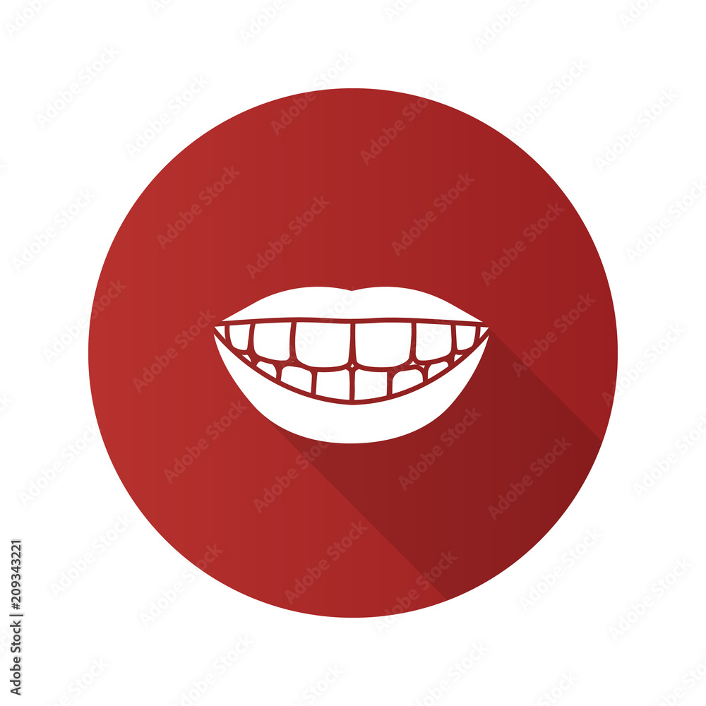 Obraz premium Beautiful smile with healthy teeth flat design long shadow glyph