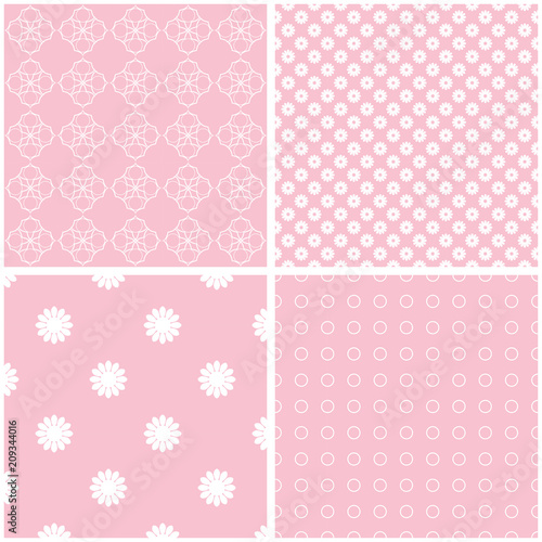 Cute different vector seamless patterns.