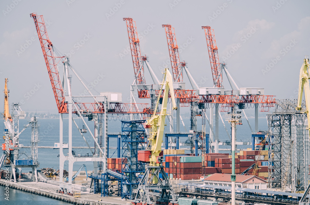 Industrial landscape of Odessa sea port, Ukraine
