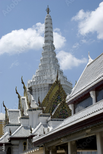 White temple of Bangkok City Pillar Shrine, Thailand