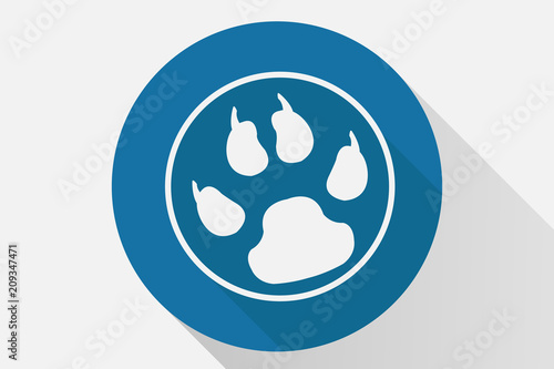 Icono azul de huella de animal.