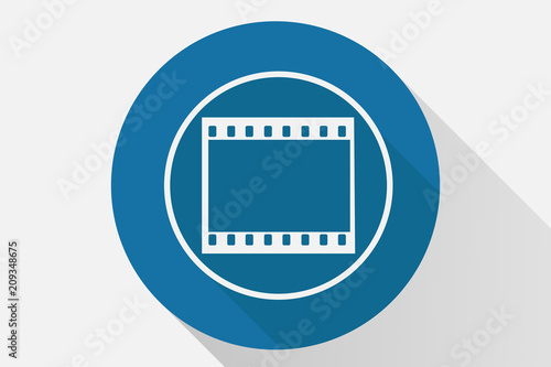 Icono azul de película de video.
