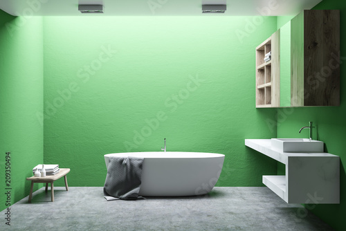Minimalistic green bathroom interior