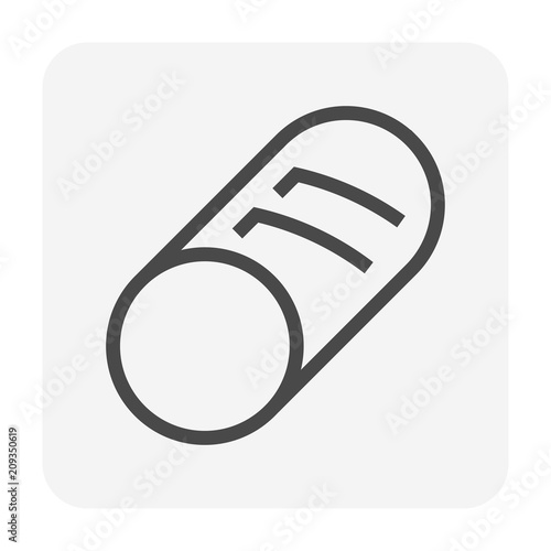 Rebar or reinforcement steel vector icon. That carbon or alloy product from metallurgy or steel production. Round profile cross section shape. For tension device in reinforced concrete structure.