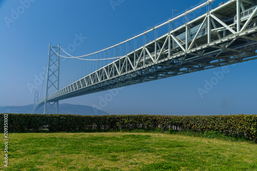Akashi Kaikyo bridge, the world longest suspension metal bridge in Kobe, Japan © HillLander