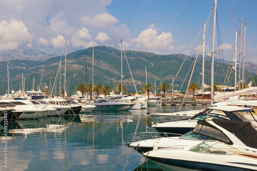 Yacht marina in Adriatic. Montenegro, Tivat, Porto Montenegro