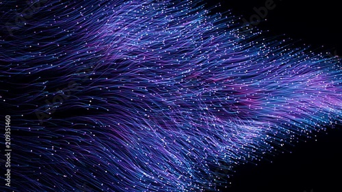 Abstract blue purple particles of optical fiber photo