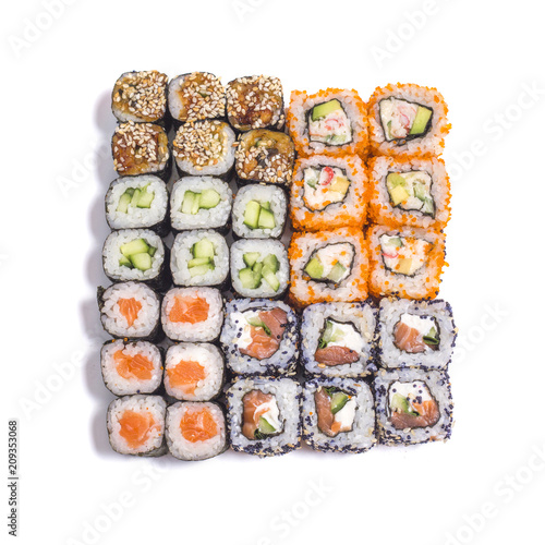  Japanese food. Different rolls set