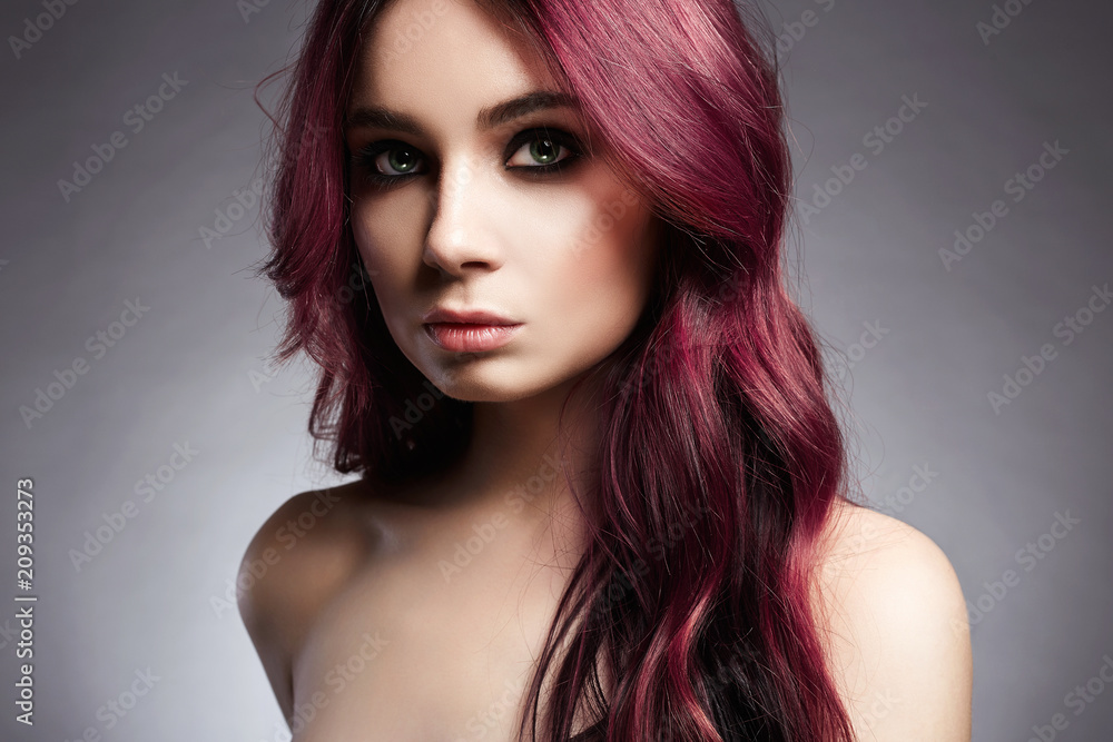 Fototapeta premium Pink Hair Beautiful young woman