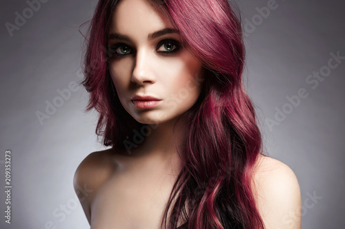 Pink Hair Beautiful young woman © eugenepartyzan