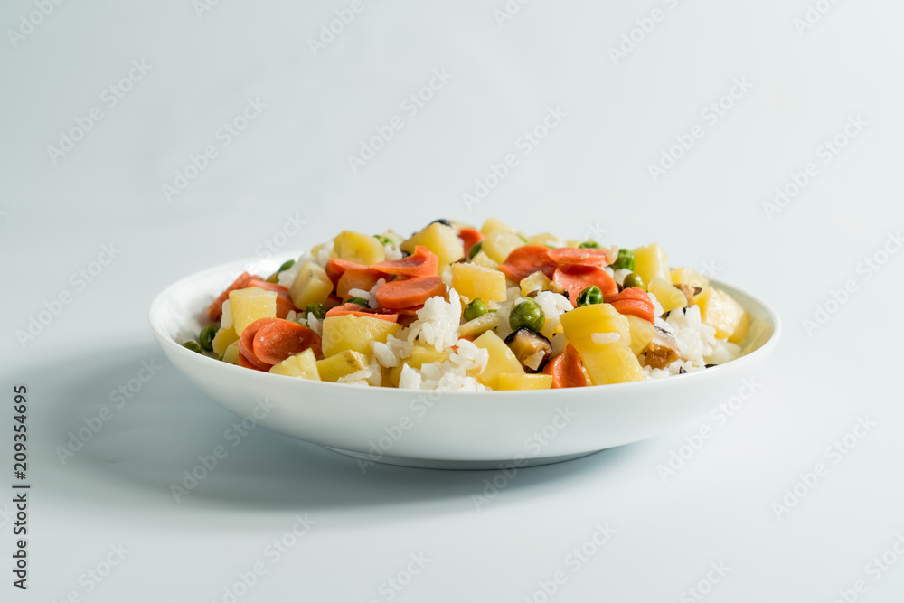 white background and cooked rice white background and cooked rice
