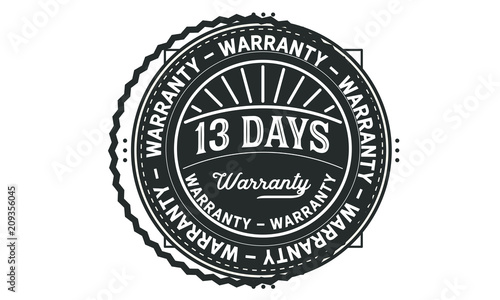13 days warranty icon stamp